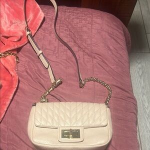 Karl Lagerfeld Cream Quilted Crossbody Bag